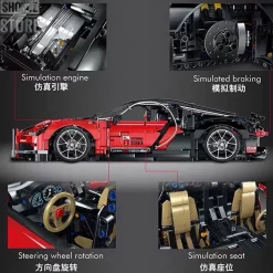 Lin07 Block 008 1/10 Bugatti Chiron Red Version -Chic Toy Shop e8bfe6d1b8